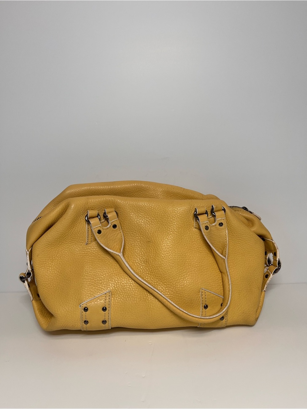Mustard Yellow Leather Tote Bag - Structured Carry-All Juicy couture